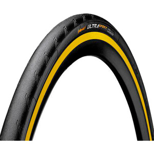 Pneu Bicicleta Continental Aro 23 Ultra Sport II Preto/Amarelo 700X23 (23-622)