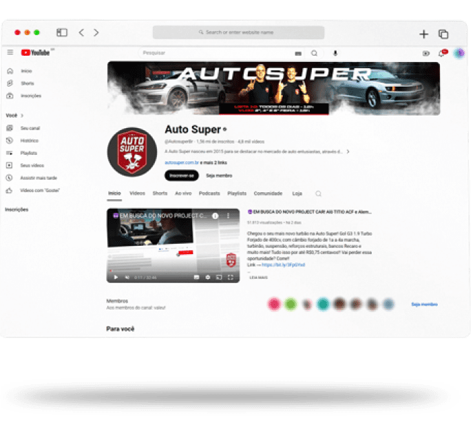 Mais de 1,5 milhõs de inscritos no Youtube