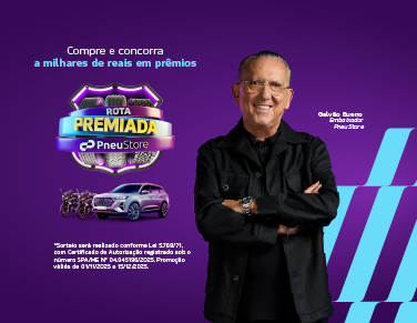 Compre Pneus e concorra a milhares de reais em prêmios. Cadastre-se no site, compre na Pneustore e concorra aos prêmios	
